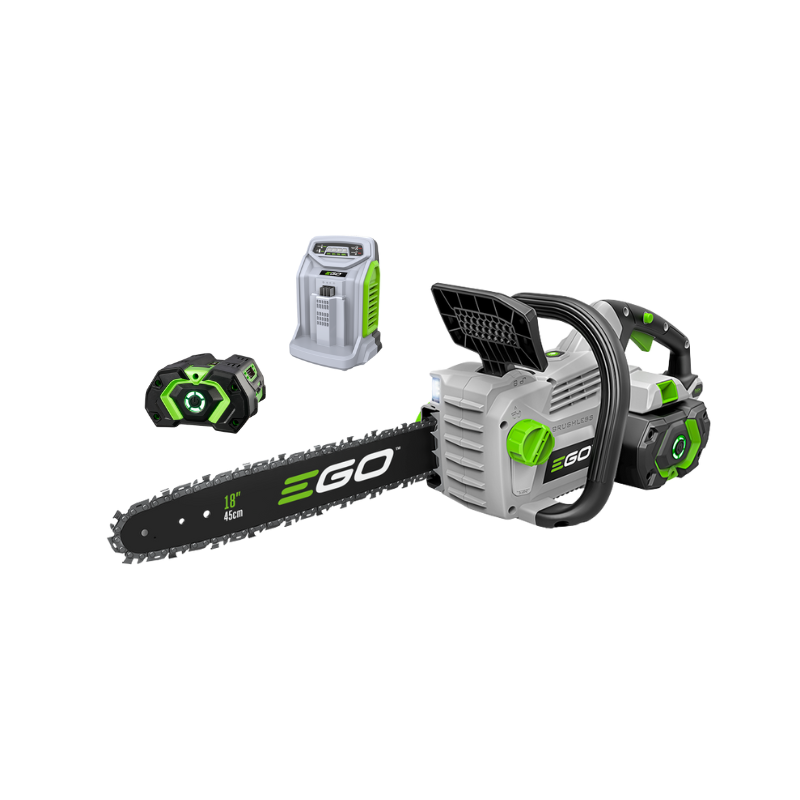 EGO CS1805E POWER+ 56V 45cm brushless chainsaw kit with 5Ah battery and rapid charger