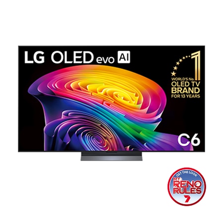 LG OLED evo C6 65-inch OLED65C6PSA television shown front-on with its centre stand